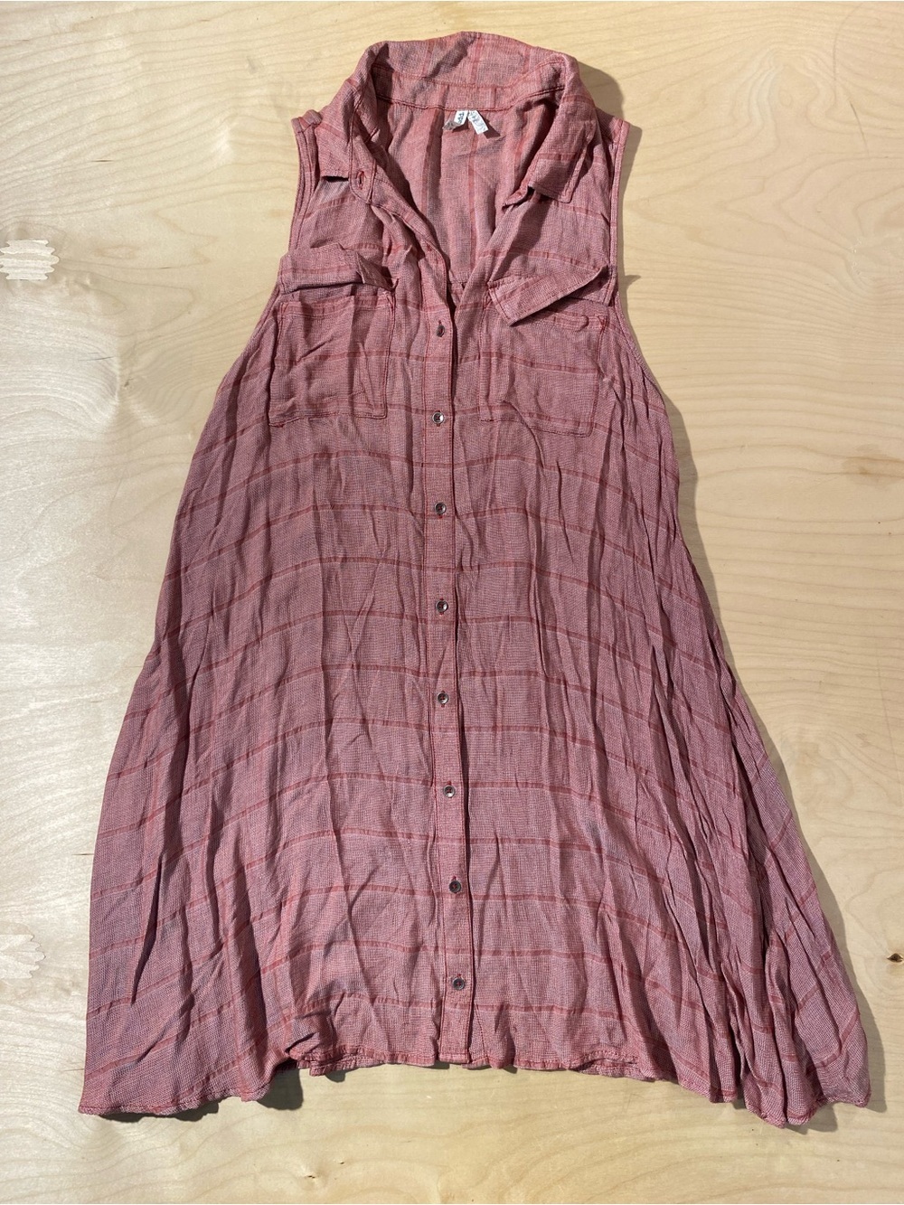 Mudd Sleeveless Button-Front Pink Plaid Women's Dress XL (RW)